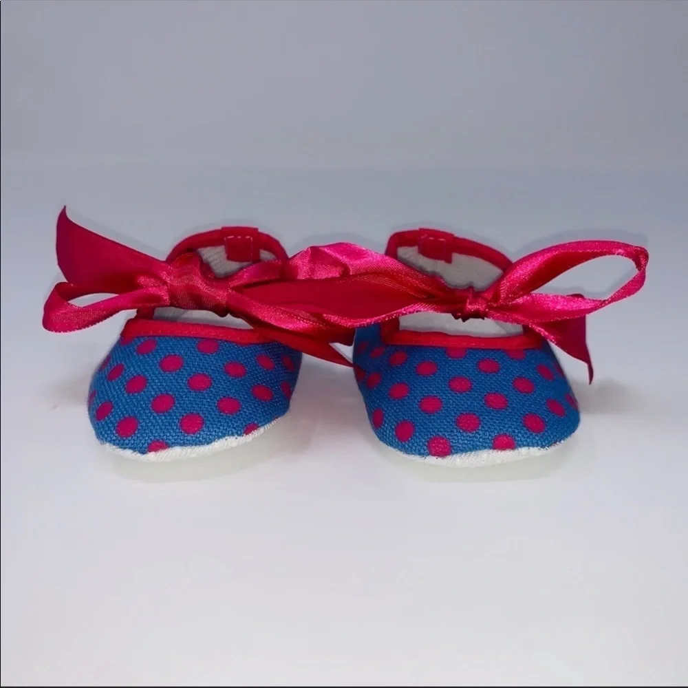 NEW Baby Girl Shoes Blue and Pink Polka Dot